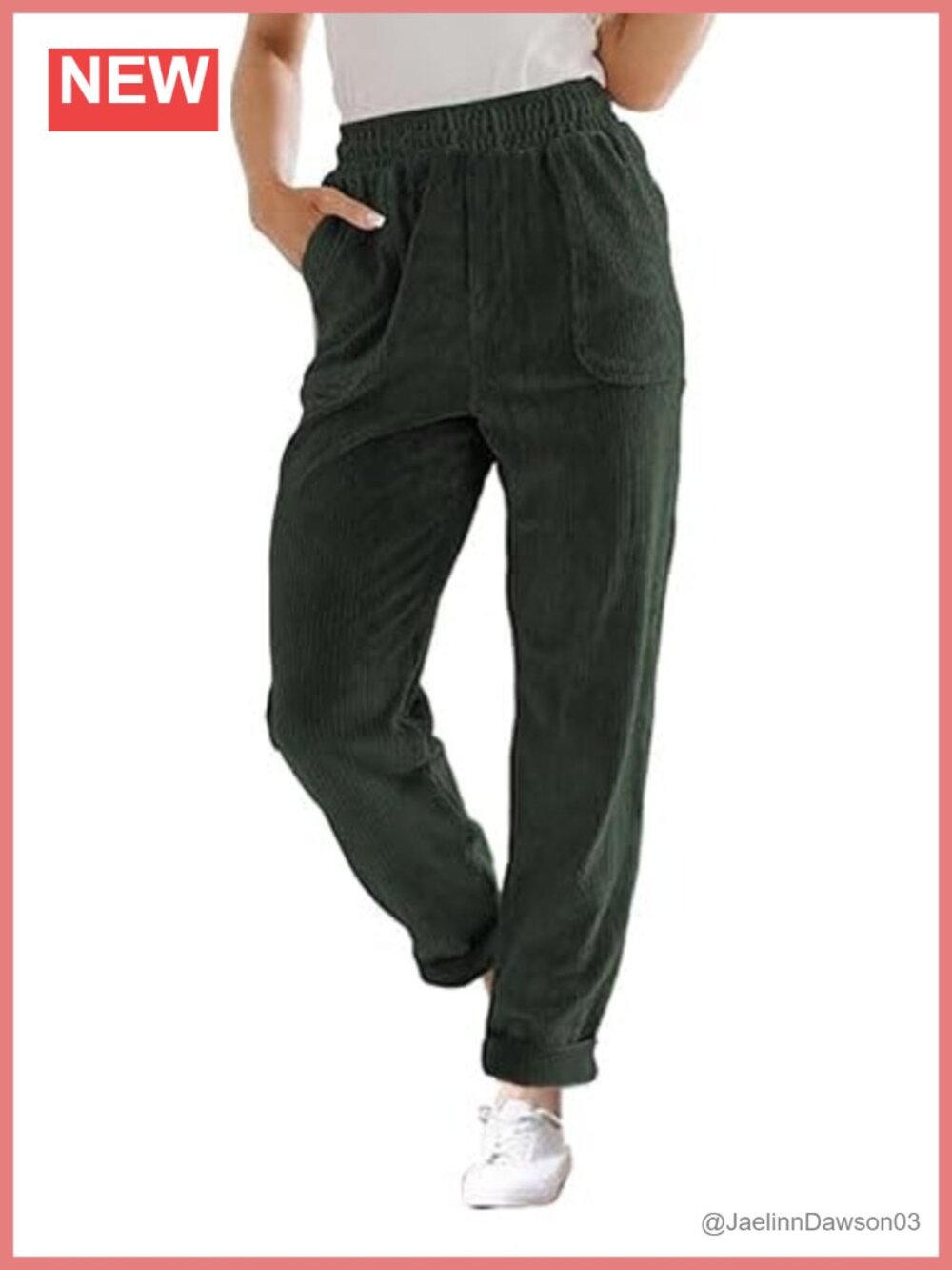 Corduroy Pants for Women High Waist Pull On Straight Leg Slacks